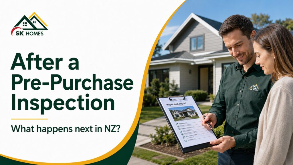 Building inspector reviewing findings after a pre-purchase inspection in NZ